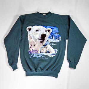 Vintage Y2K Sea World Wild Arctic Polar Bear Crewneck Sweatshirt - S